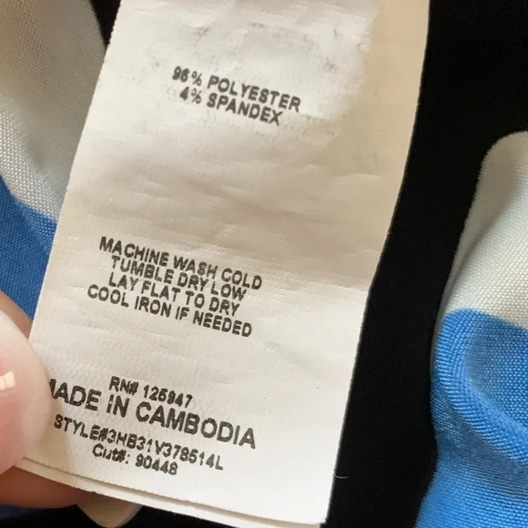 COCOMO Large Black blue white 3/4 sleeve studded women's Pintuck Blouse shirt - Picture 16 of 16